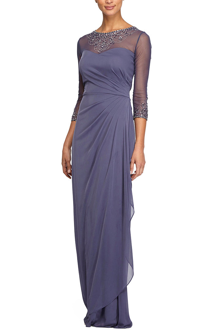 Notebook Formal Dress Beaded Neckline Mothers Gown Notebook-940132833TTR-Violet Available in Petites