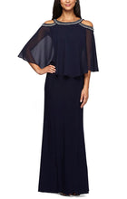 Load image into Gallery viewer, Panama Beaded Neckline Open Shoulder Mothers Dress 9401351319TIK-Navy   SAMPLE IN STORE
