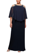 Load image into Gallery viewer, Panama Beaded Neckline Open Shoulder Mothers Dress 9401351319TIK-Navy   SAMPLE IN STORE
