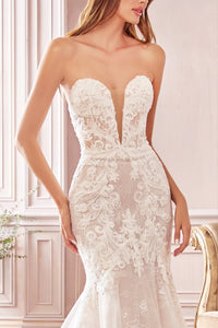 Patrice Wedding Dress Strapless Lace Mermaid 740928HXR-OffWhite/Nude SAMPLE IN STORE