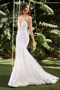 Patrice Wedding Dress Strapless Lace Mermaid 740928HXR-OffWhite/Nude SAMPLE IN STORE