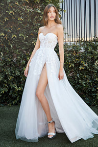 Perri Wedding Dress Sexy Strapless Sheer Bustier with Full Tulle Skirt C65W-TNR-OffWhite