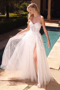 Perri Wedding Dress Sexy Strapless Sheer Bustier with Full Tulle Skirt C65W-TNR-OffWhite