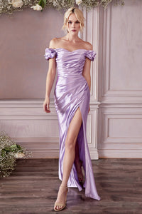 Rapture Gathered Satin Bridesmaid Dress 7401056AR-Lavender