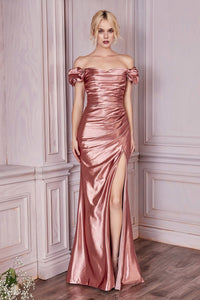 Rapture Gathered Satin Bridesmaid Dress 7401056AR-RoseGold