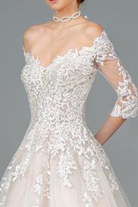 Rikki Wedding Dress Off Shoulder Long Sleeve Ballgown 2601803HER-Ivory