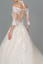 Load image into Gallery viewer, Rikki Wedding Dress Off Shoulder Long Sleeve Ballgown 2601803HER-Ivory
