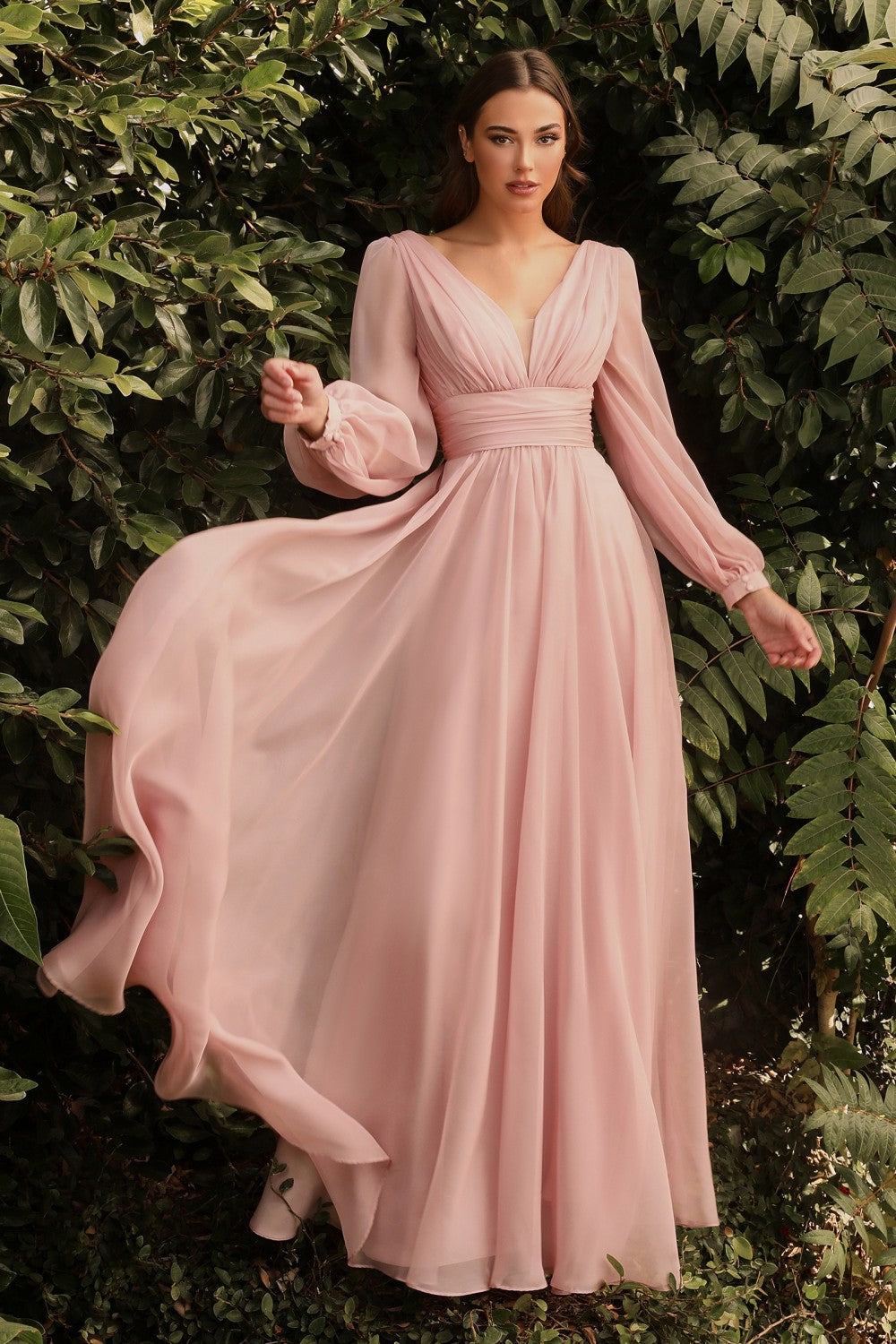 Robbi Bridesmaid Dress Long Sleeve Chiffon Gown 740192AR-Blush