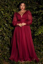 Load image into Gallery viewer, Robbi Bridesmaid Dress Long Sleeve Chiffon Gown 740192AR-Burgundy

