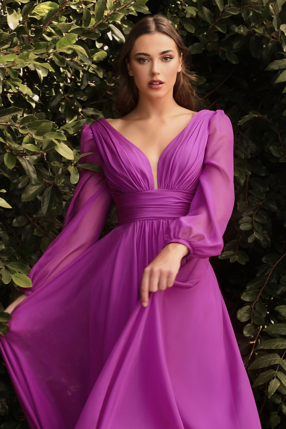 Robbi Bridesmaid Dress Long Sleeve Chiffon Gown 740192AR-Orchid SAMPLE IN STORE