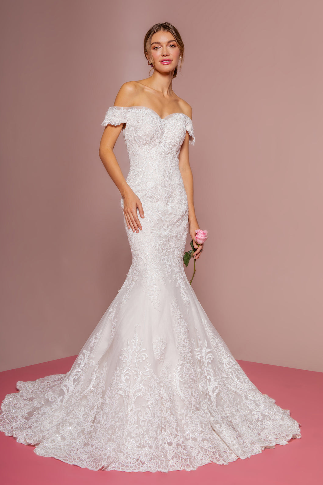 Ruby Wedding Dress Off the Shoulder Mermaid Bridal Gown 2602594IKR-Ivory/Cream