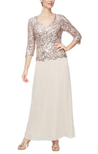 Load image into Gallery viewer, Samba Formal Dress Long Sleeves with Beaded Bodice 9408196795TIK-Sand SAMPLE IN STORE
