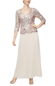 Samba Formal Dress Long Sleeves with Beaded Bodice 9408196795TIK-Sand SAMPLE IN STORE
