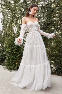 Beloved Wedding Dress Strapless Long Sleeve Bridal Gown 7401037HRR