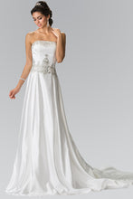 Load image into Gallery viewer, Victoria Wedding Dress White Strapless Satin Corset Back Gown 2602201EE-White
