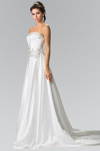 Victoria Wedding Dress White Strapless Satin Corset Back Gown 2602201EE-White SAMPLE IN STOCK