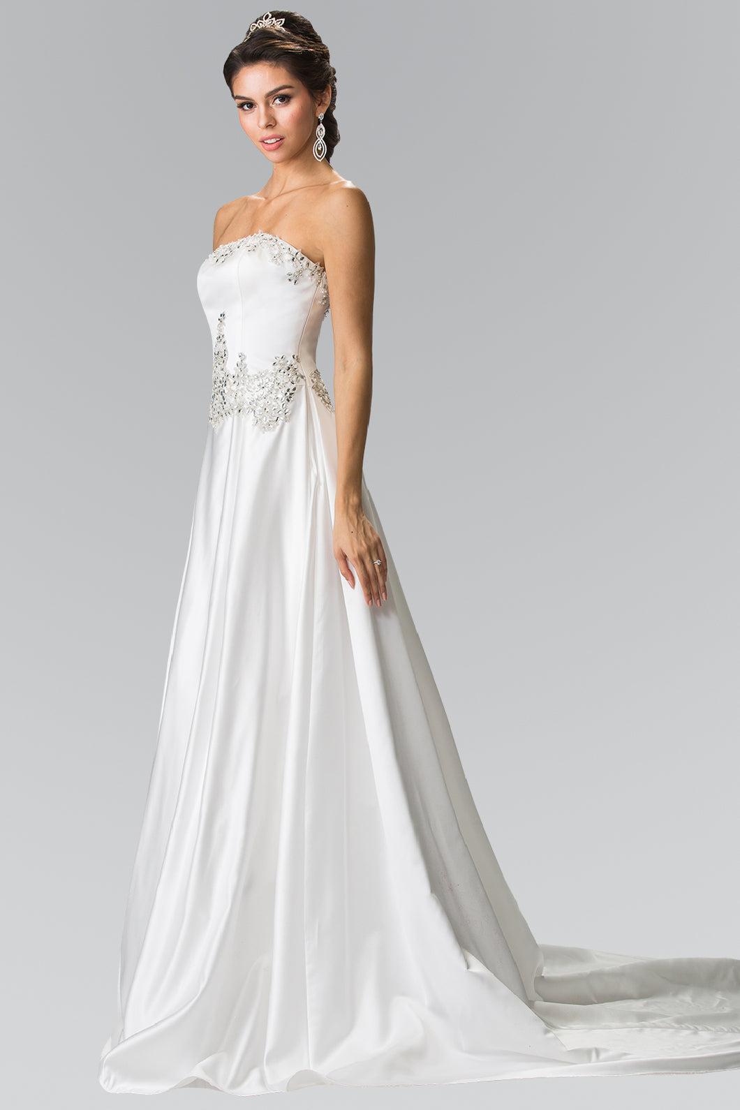 Victoria Wedding Dress White Strapless Satin Corset Back Gown 2602201EE-White
