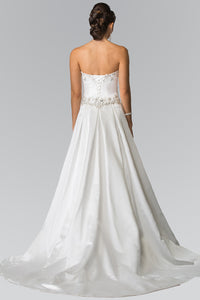 Victoria Wedding Dress White Strapless Satin Corset Back Gown 2602201EE-White