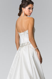 Victoria Wedding Dress White Strapless Satin Corset Back Gown 2602201EE-White