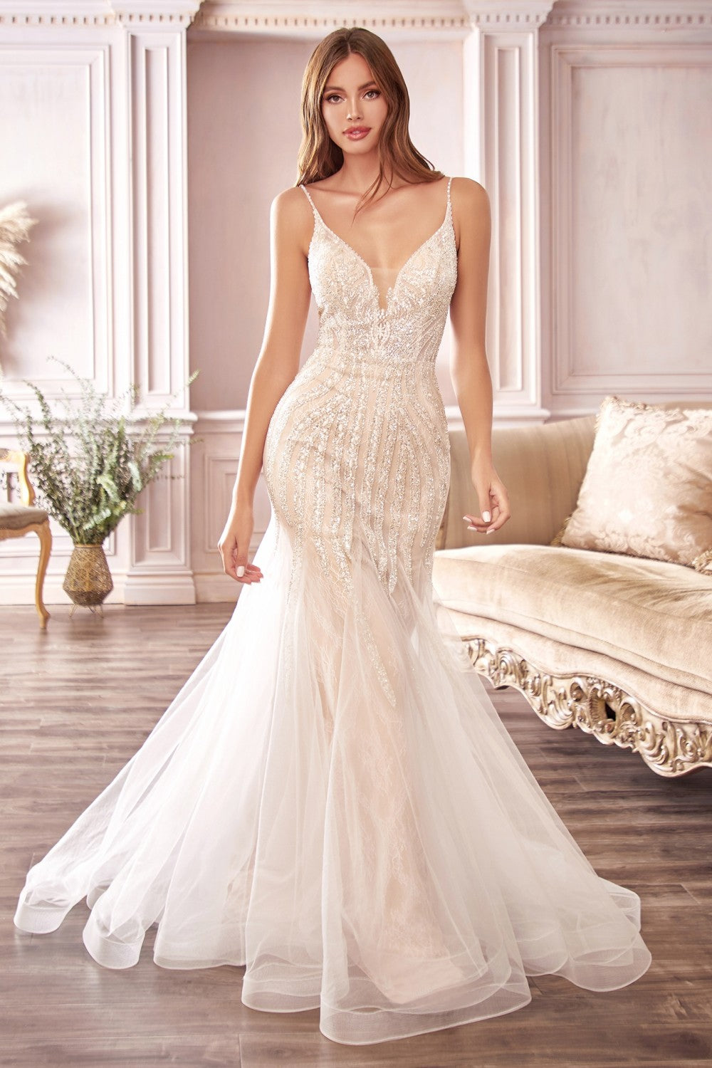 Wallace Wedding Dress Beaded Mermaid Bridal Gown C401TTR SAMPLE IN STORE