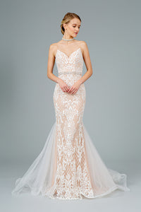 Wren Wedding Dress Nude Sheath with White 2602934-Champagne SAMPLE IN STORE