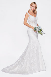 Carla Wedding Dress Sheer Bodice Flared Skirt 740TY01HRR