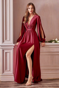 Doreen Long Sleeve Bridesmaid Dress in Burgundy Doreen 7407475KK-Burgundy