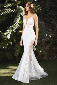Ella Wedding Dress Sexy Sheer Side Skirt Gown 740937THR-OffWhite SAMPLE IN STORE
