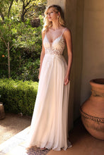 Load image into Gallery viewer, Gigi Wedding Dress Sheer Mid Bodice with Chiffon Skirt 740TY11-EE Soft White SAMPLE IN STORE
