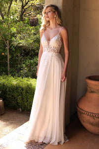Gigi Wedding Dress Sheer Mid Bodice with Chiffon Skirt 740TY11-EE Soft White