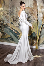Load image into Gallery viewer, Hayley Wedding Dress Body Hugging Long Sleeve Gown 740169XR-White SAMPLE IN STORE
