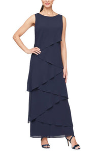 Joleen Formal Dress Long Tiered Dress with Jacket Mothers Gown 9408192001TIR-Navy