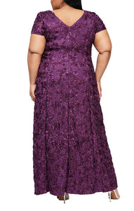 Millie Formal Dress A-line Short Sleeve Mothers Gown 940112788THR-Eggplant  Available in Plus & Petites  SAMPLE IN STORE