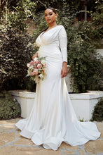 Load image into Gallery viewer, Hayley Wedding Dress Body Hugging Long Sleeve Gown 740169XR-White SAMPLE IN STORE
